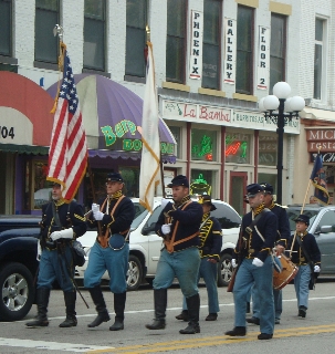 Color guard in parade to Historical Museum 